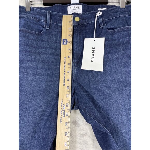 Frame Le High Rise Flare Jeans Womens Size 33 Dark Wash Cowgirl Stretch - Picture 5 of 15